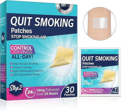 Stop Smoking Aids Patches, Helping Quit Patch, Easy & Effective Anti-Stickers, 30 Count Quit Smoking Stickers That Work with 2 Weeks, Step 1-2-3 Quit Smoking Patches