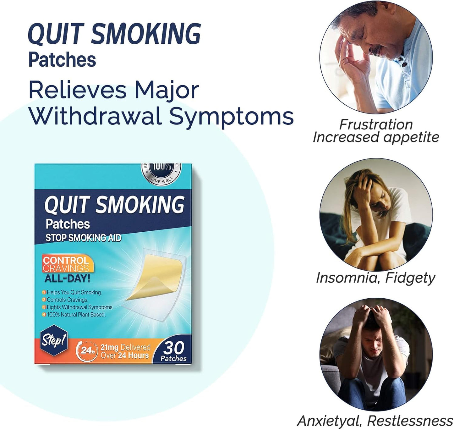 Stop Smoking Aids Patches, Helping Quit Patch, Easy & Effective Anti-Stickers, 30 Count Quit Smoking Stickers That Work with 2 Weeks, Step 1-2-3 Quit Smoking Patches