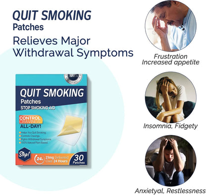 Stop Smoking Aids Patches, Helping Quit Patch, Easy & Effective Anti-Stickers, 30 Count Quit Smoking Stickers That Work with 2 Weeks, Step 1-2-3 Quit Smoking Patches
