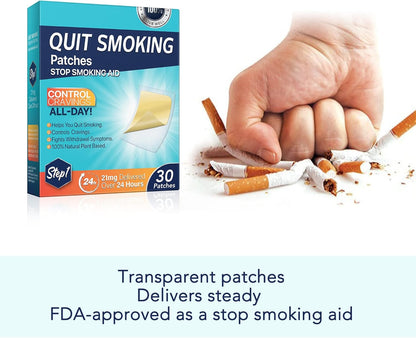 Stop Smoking Aids Patches, Helping Quit Patch, Easy & Effective Anti-Stickers, 30 Count Quit Smoking Stickers That Work with 2 Weeks, Step 1-2-3 Quit Smoking Patches