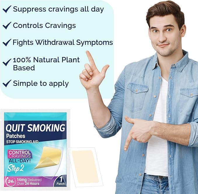 Stop Smoking Aids Patches, Helping Quit Patch, Easy & Effective Anti-Stickers, 30 Count Quit Smoking Stickers That Work with 2 Weeks, Step 1-2-3 Quit Smoking Patches
