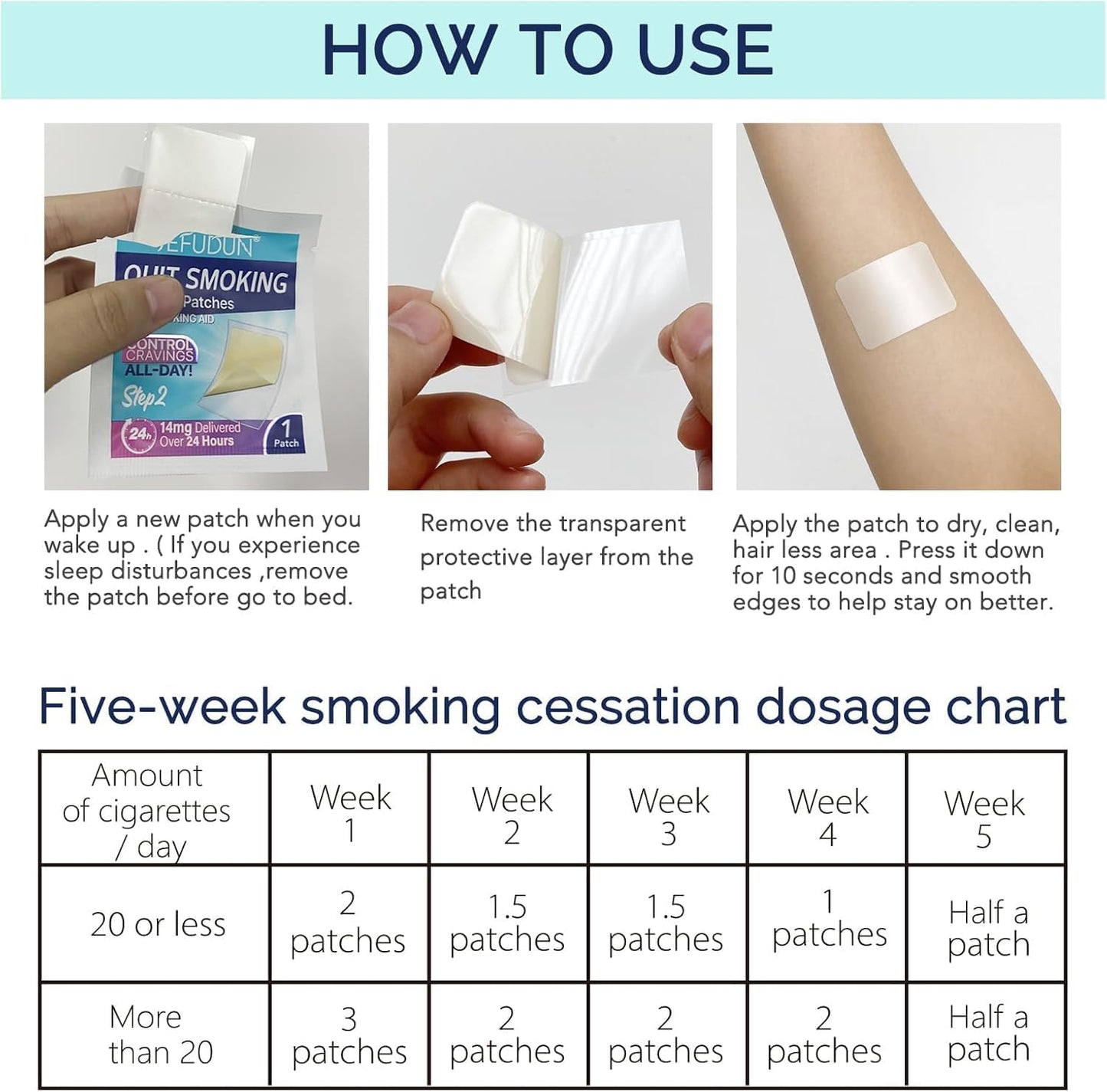 Stop Smoking Aids Patches, Helping Quit Patch, Easy & Effective Anti-Stickers, 30 Count Quit Smoking Stickers That Work with 2 Weeks, Step 1-2-3 Quit Smoking Patches